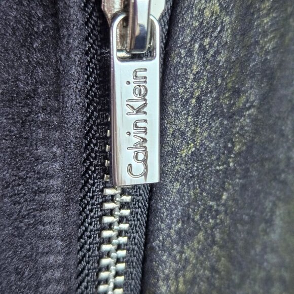 Calvin Klein Size Medium Black Metallic Long Line Vest Asymmetic Zip Sleeveless - Picture 5 of 15